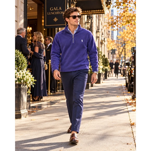 Polo Ralph Lauren Other - Polo Ralph Lauren Mens XL Blue Fleece Quarter Zip Pullover Pony Logo Sweater